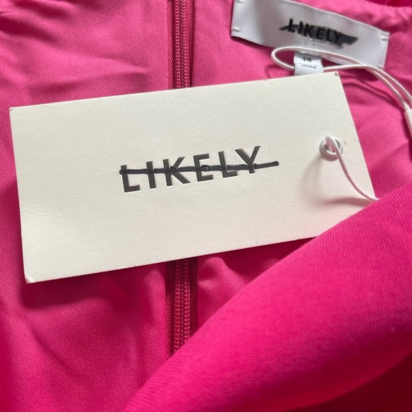 Likely Laverna Ruffled Sleeveless Midi Cocktail Dress in Fuchsia Pink Sz 14 NWT - Picture 4 of 11